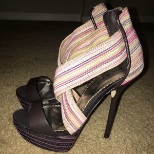 Leather and Canvas Bebe Heels